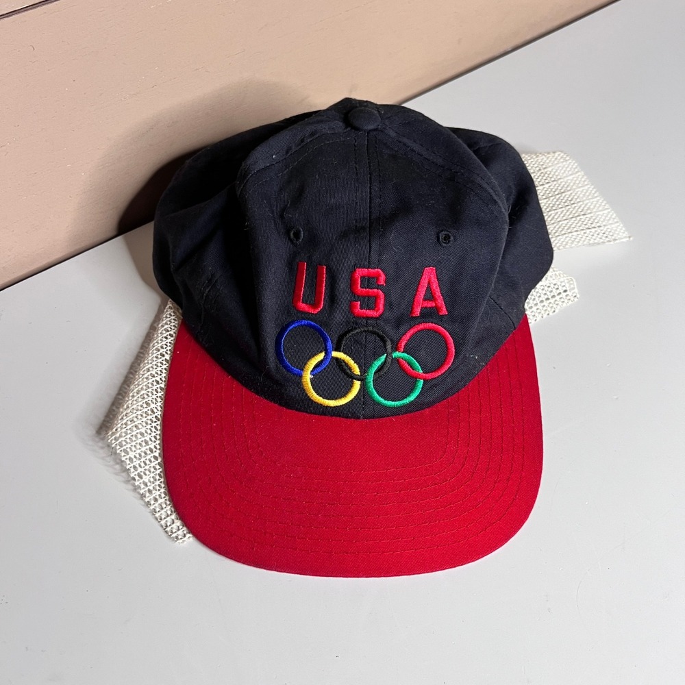 Vintage 1996 Summer Olympics USA Snapback Hat Black Red Olympicap Mens Cap